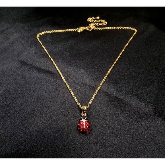 Vintage Joan Rivers Gold-Tone Necklace With Red Ladybug Pendant - Picture 2 of 6